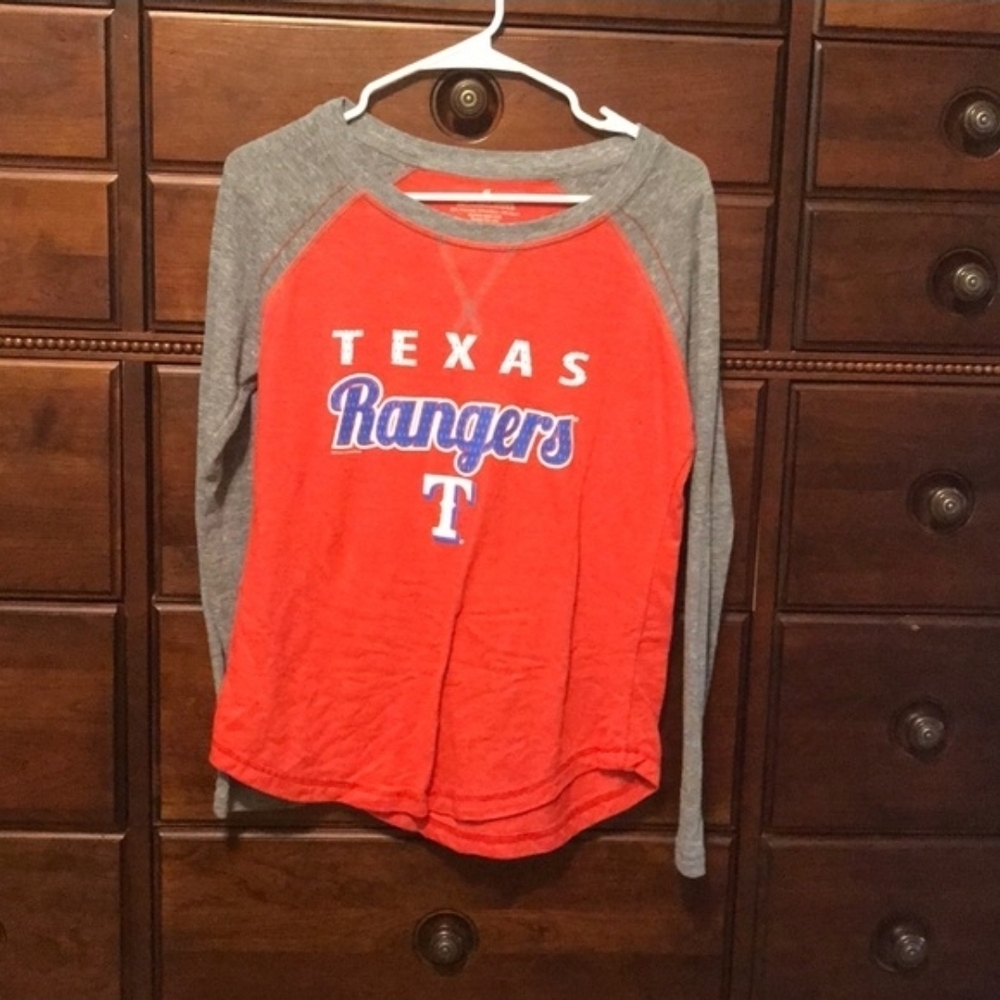 Texas Rangers Women's Raglan Shirt - Red and Gray
